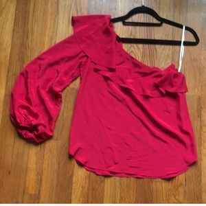 Amanda Uprichard One Shoulder Silk Top